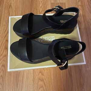 Michael Kors Black Leather Sandals
